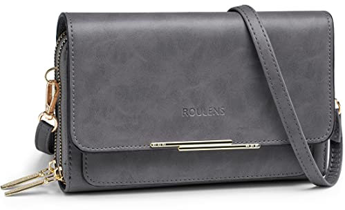 Roulens Klein Handy Umhängetasche,Damen Kleine Umhängetasche,PU Leder Crossbody Schultertasche Reisepass Handytasche mit Kartenschlitz Verstellbar Abnehmbar Schultergurt