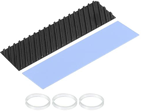 sourcing map Copper Heatsink Coated Graphene 70x20x1.5mm with Thermal Pad and Rubber Ring for M.2 SSD PC, Laptop Cooler 1 Set