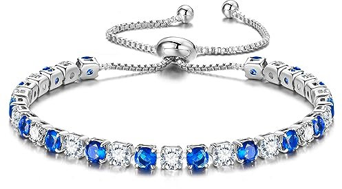 EUMENIDES Armband Damen mit Shining 5A Zirkonia Kristall Tennis Armband,Verstellbares Armband (-Platin)