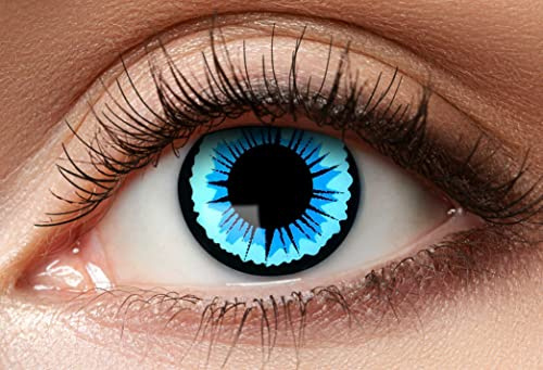 Balinco Monats Farbige Kontaktlinsen ohne Stärke, Weiche Hochwertige Motivlinsen für Cosplay, Halloween, Karneval, Partys & Festivals – Mistery Blue/Black