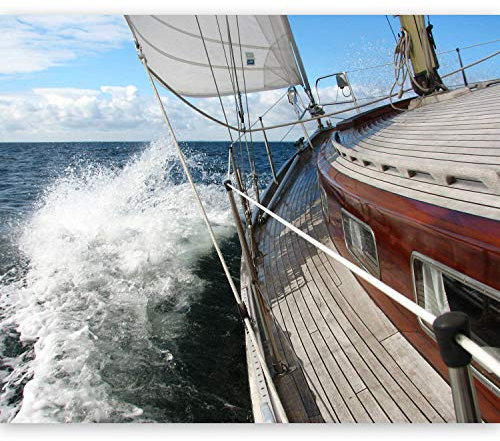 murando Fototapete selbstklebend Schiff am Meer 294x231cm Foto Tapete Tapetenfolie Möbelfolie Wandverkleidung Wandtapete Motivtapeten Bildtapete Wohnzimmer 3d Effekt Urlaub Landschaft Natur Welle
