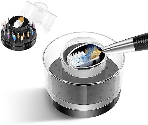 2 in 1 Nagelbohrer Halter, AOLONOVO 30 Löcher Nagelbohrer Aufbewahrungsbox Organizer Container Maniküre Werkzeuge Staubdichter Ständer Display Organizer für Haushalt und Schönheitssalon