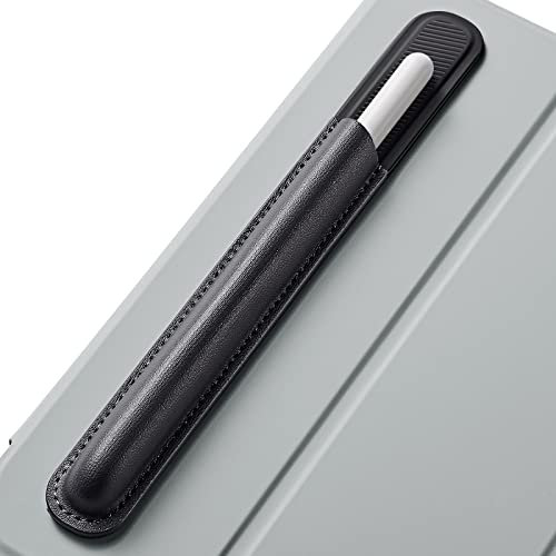 ESR-Stifthalter kompatibel mit Apple Pencil (2./1. Generation), Stifthalter aus veganem Leder für Stylus Pen, sicherer Pencil Schutz, Stifthülle mit Selbstklebender Rückseite, Schwarz