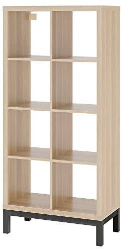 IKEA KALLAX Regal mit Untergestell, 77x164 cm, weiß gebeizt Eiche-Effekt/Schwarz