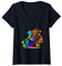 Damen 90er 80er Jahre Motto Party Outfit Rollschuhe T-Shirt mit V-Ausschnitt