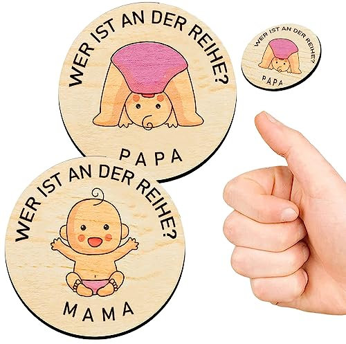 PulangRen Baby Geschenk Junge Mädchen, Geschenke zur Geburt, Schwangerschaft Geschenk Hölzerne Entscheidungsmünze, Geschenkidee für Werdende Mütter, Taufgeschenke Jungen, Taufgeschenke für Mädchen