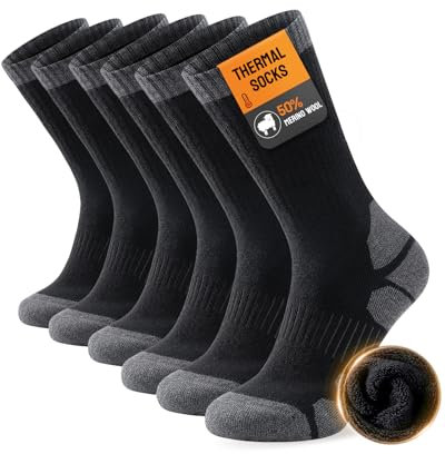 TANSTC Merino Wool Thermal Socks for Men & Women – Warm Thick Cushioned Crew Hiking, Walking, Running & Work Socks, 3 Pairs OEKO-TEX Certified