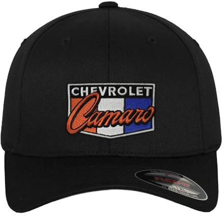 Chevrolet Offizielles Lizenzprodukt Camaro Patch Flexfit Baseball Cap (Schwarz), Small/Medium