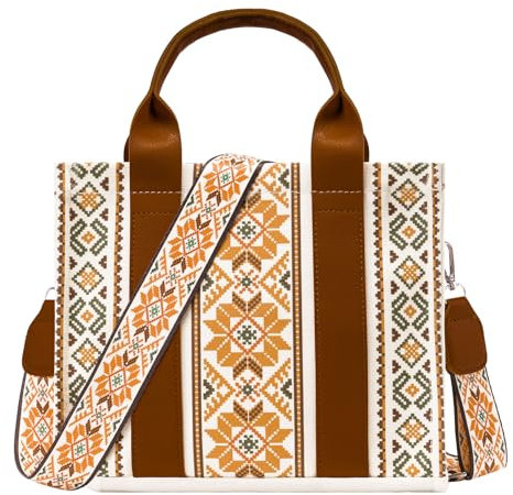 Toptime Handtasche Damen, Boho Umhängetasche mit Verstellbar Abnehmbar Schultergurt, Mode Canvas Crossbody Bag Damen, Exquisite Elegante Shopper Tasche Damen, Schultertasche für Alltag und Reise