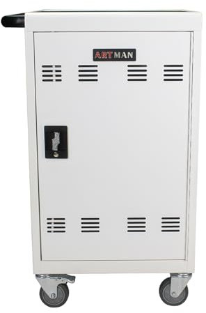 SPOFLYINN 30 Device Mobile Charging Cart Computer Locking Charging Station Storage Cabinet for Tablets Chromebooks Laptops White One Size