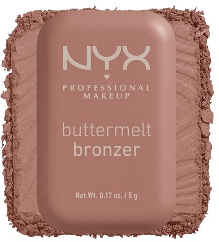 NYX Professional Makeup Buttermelt Bronze Bronzer für Gesicht und Körper, Mit Shea Butter, Mandelbutter & Mangobutter, Für eine sonnengeküsste Bräune, Farbe: Deserve Butta, 1 x 5 g