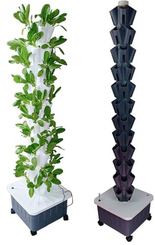 FXNFXLA Tower Garden Sistema di coltivazione idroponica, kit da giardino intelligente per interni con pompa idratante, adattatore, vasi a rete, timer, regalo per gli amanti del giardinaggio