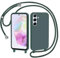 AOMYKE Funda para Samsung Galaxy A35 5G con Cuerda, Silicona Líquida Carcasa con Cordón Correa Colgante Ajustable Collar Correa Teléfono Case Cover, Verde