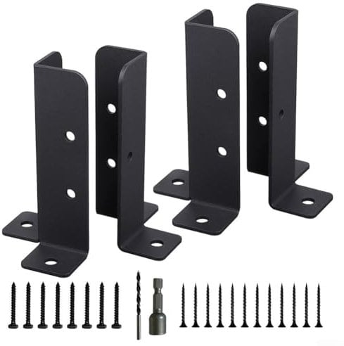 Staffe di base in acciaio, 4 pezzi, ancoraggio per pali in legno, regolabili, resistenti, kit di staffe di base per pergola