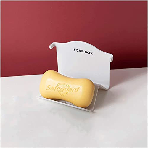 SMBAOFUL Reise-Seifenschale, Seifenhalter, einfache Wand-Seifenbox, Badezimmer, stanzfrei, kreativer Seifenhalter, Badezimmer-Dusche (Farbe: Weiß)