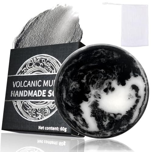 Duschseife männer, Schwarze seife, Naturseife,Biologisch Abbaubare seife,Face Soap mit Blasennetz, Naturkosmetik für Alle Hauttypen Geeignet,60g