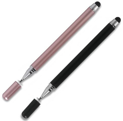 AIYVELU 2pcs Tablet Stylus, 2 en 1 Stylus, Alta Sensibilidad y Precisión Tablet Touch Stylus para iPad/Samsung/Android/iOS (Negro + Oro Rosa)