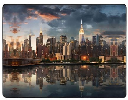 YYHHAOFA Teppich, Motiv: Skyline von New York City, hochwertig, für Wohnzimmer, rutschfest, 160 x 121,9 cm