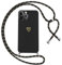 Oelrstfe Coque pour iPhone 12 Pro avec Cordon de Collier Étui Housse Souple Silicone avec Motif Coeur et Portable Lanyard Réglable Antichoc Anti-Chute Bandoulière Lanière Case,Noir