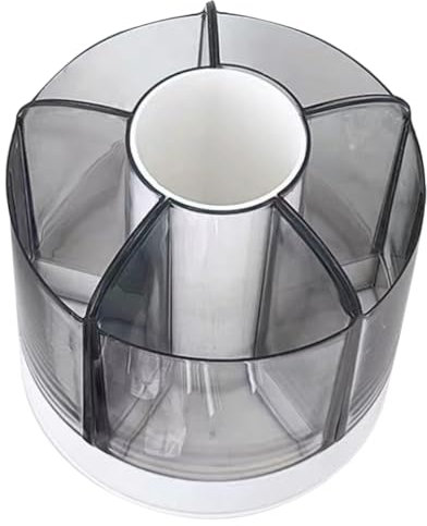 HOODANCOS Porte-pinceaux de Maquillage Rotatif à 6 Compartiments en Organisateur de Bureau Multifonctionnel Pot de Rangement pour Stylos Et Crayons
