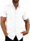 Rodawu Mens Linen Shirts Cotton Short Sleeved Shirts Regular Fit Casual Summer Shirts Lightweight Beach Shirt White Shirts L