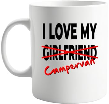 signkitsuk Funny Campervan Mug I Love My Girlfriend… Campervan – 11oz Ceramic Coffee Mug, Camper Van Gift, Camping Lover Cup, Novelty Travel Mug for Him & Her