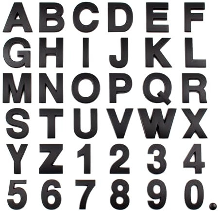 ABS Kunststoff Buchstaben Embleme 25x25mm für Auto Motorrad Briefkasten individuelle Kunststoffbuchstaben Aufkleber zum Aufkleben selbstklebend wetterfest (Schwarz Matt)