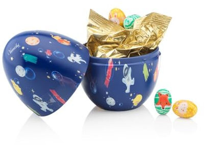 Venchi - Hucha de Lata en Forma de Huevo con 9 Huevos de Chocolate, Sabores Surtidos con Pistachos, Almendras y Avellana Piamonte, Sin Gluten, 100 gr, Colección Pascua, Idea de Regalo