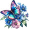 x4 Flower Vinyl Stickers Cover Marks Non Transparent Waterproof Floral Art Decals 1@ 20cm Tall Ideal for Toilets or car. 3@ 7cm Tall Ideal for Phone case, Cups & Wine Glass (Butterfly neon Blue)