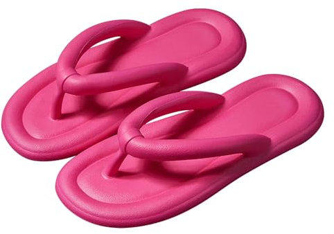 ReverseClock Soft Slippers for Women Summer Beach Flip Flops with Non-Slip Sole House sandals Shower Sliders girl Pool Waterproof Shoes (red,5)