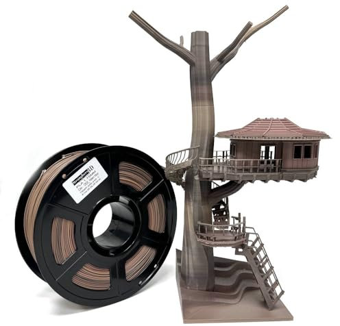 Stronghero3D PLA 3D-Druckerfilament 1,75 mm, Holzfarbe, mit schwarzem Streifen, mehrfarbig, Kernschale co-extrudiert, Nettogewicht 1 kg