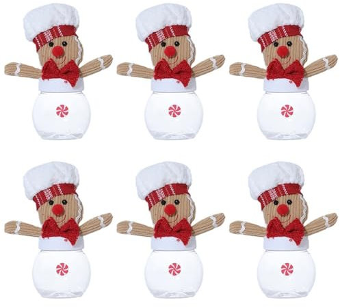 HOOLRZI Lot de 6 boîtes à bonbons de Noël en forme de bonhomme en pain d'épice pour cadeau de vacances