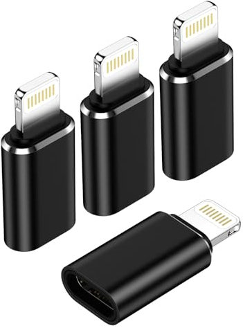 Lightning auf USB C Adapter (4 Stück), USB C auf Lightning Adapter iPhone Stecker für Schnelles Laden/Datenübertragung, für iPhone 14 13 12 11 Pro Max XR XS X, i Pad, Nicht für Kopfhörer/Audio/OTG