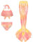 Maillot De Bain Enfant Fille - Joli Maillot de Bain d'été Cosplay Party Fille Manches Longues 3 Pièces Deguisement Océan Piscine Natation Plage Costume de Bain de Plage