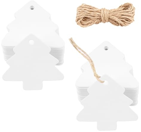Geschenkanhänger Weihnachten, 160 Stück Anhänger Zum Beschriften, Kraftpapier Anhänger mit Jute Schnur, Etiketten Anhänger, Geschenk Etiketten für Weihnachtsgeschenke Weihnachtsbäume Flaschen