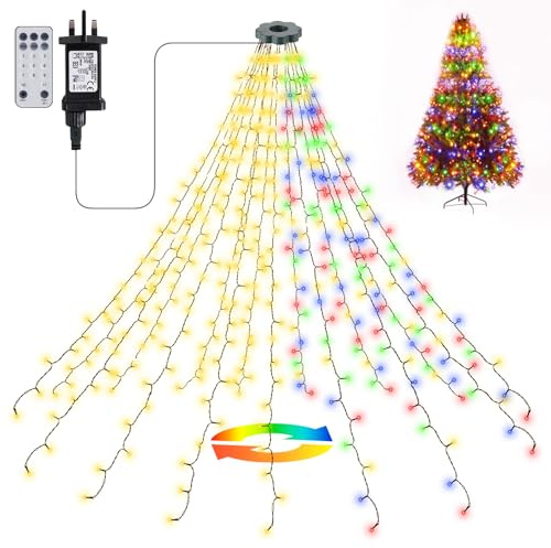 Zorela Christmas Tree Lights, 2m x 16 Strands 400 LEDs Christmas Lights for 5-10ft Christmas Tree, Waterfall Christmas Tree Lights Indoor Outdoor- Multicolour
