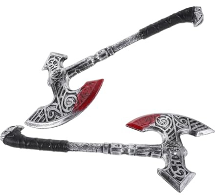 Gatuida 2 Stück Teiliges Viking Axt Requisit aus Kunststoff Realistisch Gestaltete Mittelalterliche Wikinger Cosplay Vielseitig für Halloween Ritter und Uralt Kostümparty