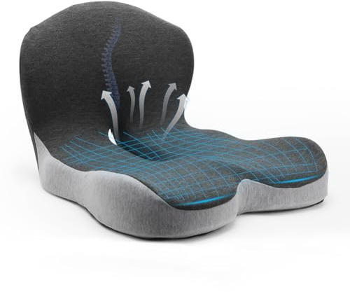 MIUUIPI Orthopädisches Sitzkissen mit Rückenlehne, Ergonomisches Sitzkissen Orthopädisch, Bürostuhlkissen Stuhlkissen Sitzring, Steißbeinkissen für Bürostuhl & Auto, Seitliche Unterstützung & Komfort