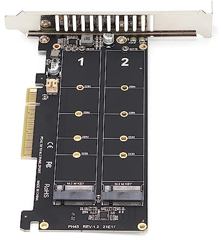 ERYUE Schnelle Übertragungserweiterungskarte mit Dual-PCIE-SSD-NVMe-SSD-Adapter für Spieleentwickler und Videobearbeiter (pH45)