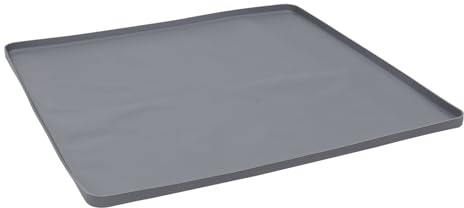 SHINEOFI Silicone Dishwasher Leak Pan Mat with Raised Edges 60x60cm Grey Non-slip Drip Tray Floor Protector for Mini Dishwashers and Washing Machines
