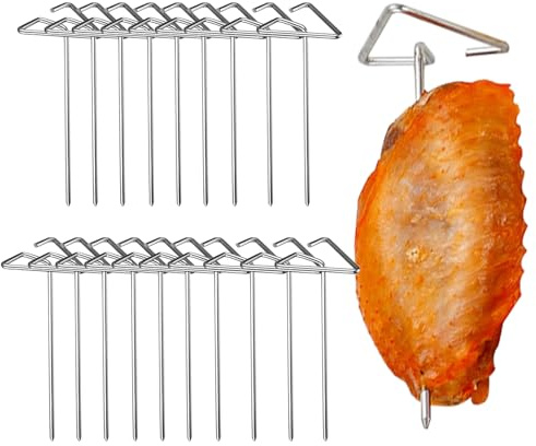 Pinchos para parrilla, varillas verticales de acero inoxidable – 20 pinchos para carne para freidora de aire | para pollo, filete, verduras, salchichas, frutas, tocino, cocina camping