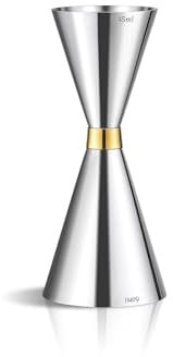 Medidor de cóctel de acero inoxidable 304 de dos extremos con marcas de medición, 45 ml/60 ml