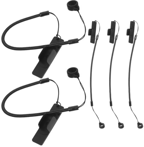 TEHAUX Lot de 5 Porte-Stylets pour Tablette avec Cordon Élastique Rétractable 30 Cm, Clip Porte-Stylet en Silicone Noir, Dragonne Anti-Perte pour Stylet Tactile, Accessoires Bureau