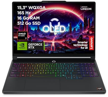 Lenovo Legion 5a 15AHP11 - Ordinateur Portable Gaming 15.3'' OLED 165Hz (AMD Ryzen 7 250, RAM 16Go, SSD 512Go, NVIDIA RTX 5060 8Go, Windows 11 Home) Clavier 1 Zone rétroéclairé AZERTY Français - Noir
