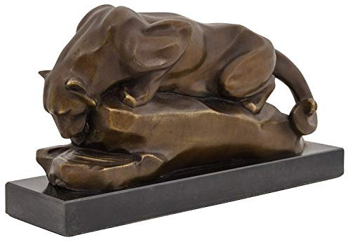 aubaho Bronzeskulptur Puma im Antik-Stil Bronze Figur Statue 29cm