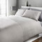 Brentfords Pinsonic Duvet Cover with Pillow Case Embossed Embroidered Geometric Panel Bedding Set, Silver Grey - King
