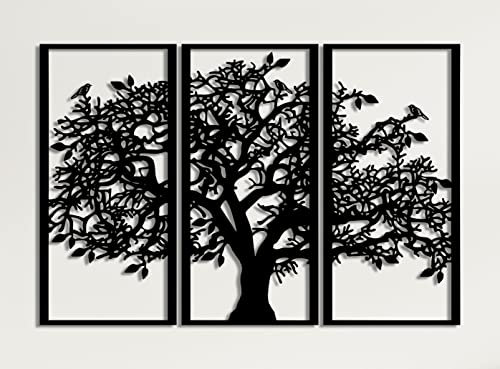 Dekadron 3 panneaux en métal arbre généalogique, décoration murale en métal, arbre de vie