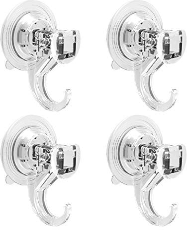 Quntis 4 Pezzi Ventose con Gancio per Casa Bagno Doccia Cucina Casa Vetro Ganci per Tende per Piastrelle Porta bagnoschiuma per Doccia da Appendere 5 kg Trasparente