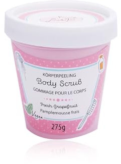 BadeFee - Körperpeeling Candy Line (Fresh Grapefruit) 275 g - Fruchtiges Body Scrub für eine zarte Haut ohne Mikroplastik, vegan & Tierversuchsfrei, Made in Germany