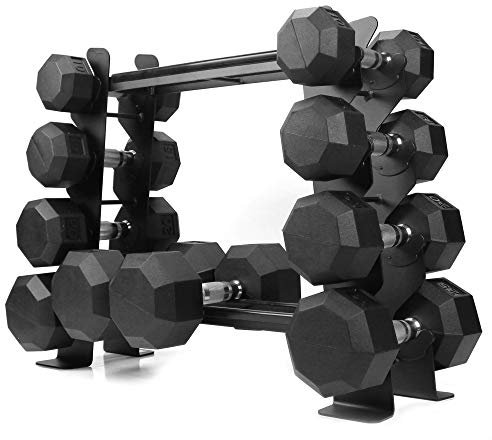 XPRT Fitness Hantelständer aus Gummi - Hantelablage perfekt für 2,3-13,6 kg Set - 2 Etagen & 2 vertikale Schlitze mit Schutzeinsätzen - kompaktes & vielseitiges Design, max. Gewicht 181,4 kg